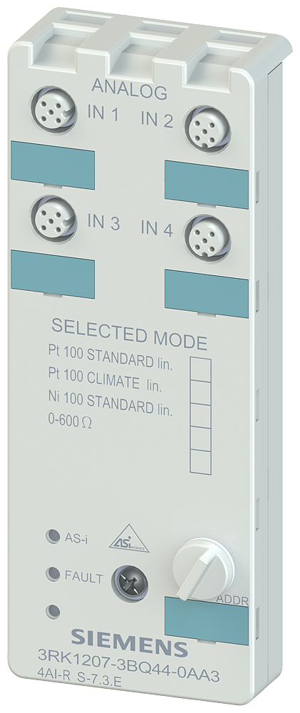 SIEMENS 3RK1207-3BQ44-0AA3 AS-i compact module, IP67 analog, 4 AI 4x inputs (M12), Pt100 LIN. unit
