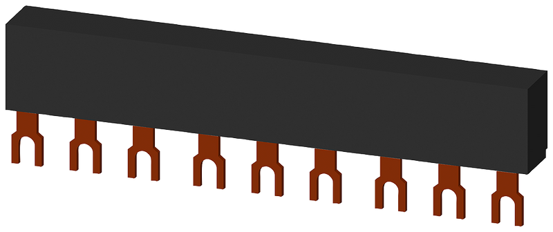 SIEMENS 3RV1915-1BB 3-ph. busbars modular spacing 45 mm for 3 switches, connections in fork shape
