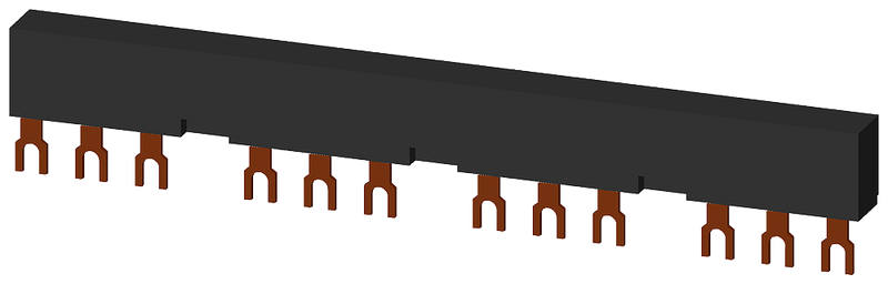 SIEMENS 3RV1915-2CB 4-ph. busbars modular spacing 55 mm for 3 switches connections in fork shape