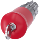 SIEMENS 3SU1050-1HR20-0AA0 Emergency stop mushroom pushbutton, 22 mm, round, metal, shiny, red, with Siemens lock