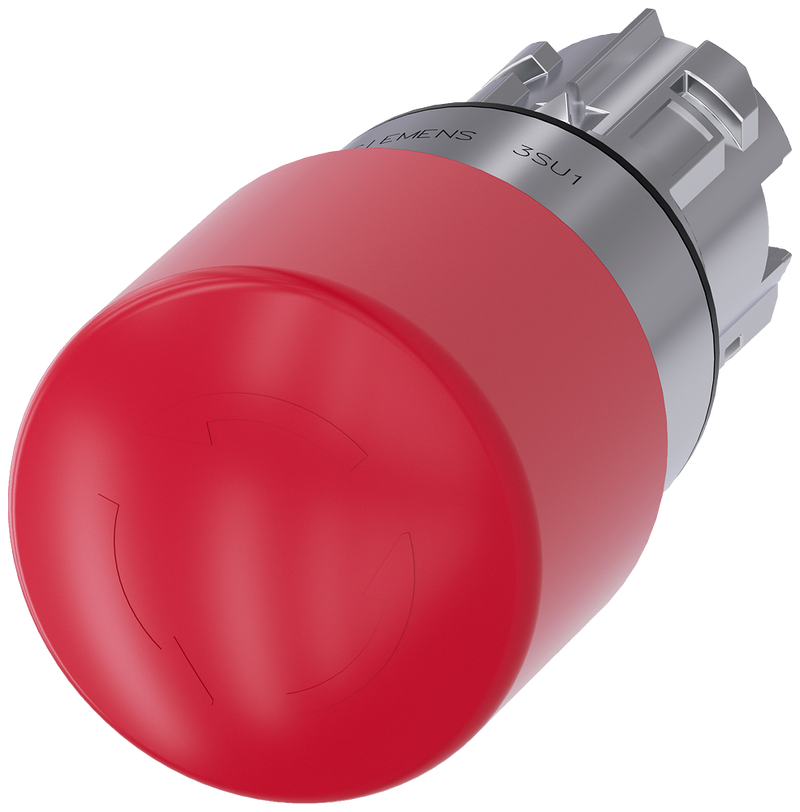 SIEMENS 3SU1050-1GB20-0AA0 Emergency stop mushroom pushbutton, 22 mm, round, metal, high gloss, red, 30 mm