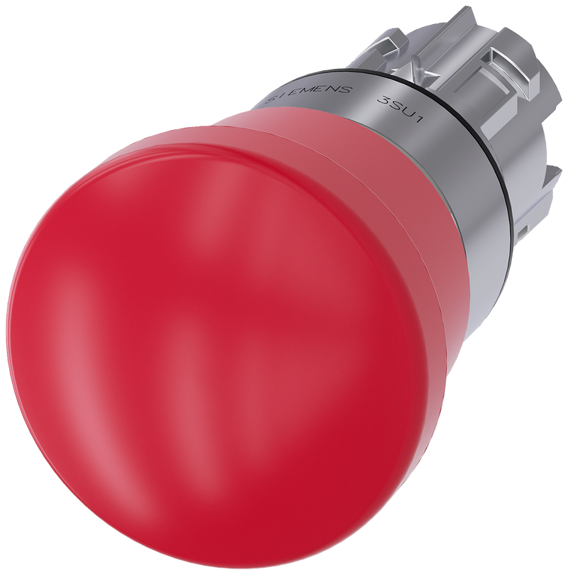 SIEMENS 3SU1050-1HA20-0AA0 Emergency stop mushroom pushbutton, 22 mm, round, metal, high gloss, red, 40 mm