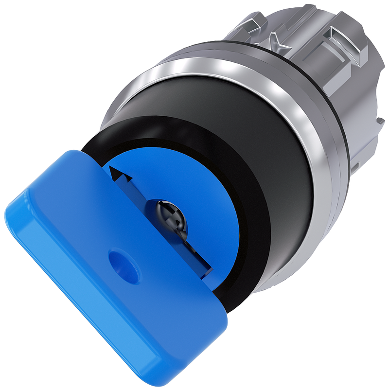 SIEMENS 3SU1050-4GF21-0AA0 Key-operated switch O.M.R, 22 mm, round, metal, high gloss, blue, key removal I