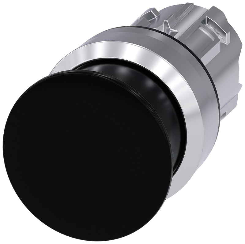 SIEMENS 3SU1050-1AD10-0AA0 Mushroom pushbutton, 22 mm, round, metal, high gloss, black, 30 mm