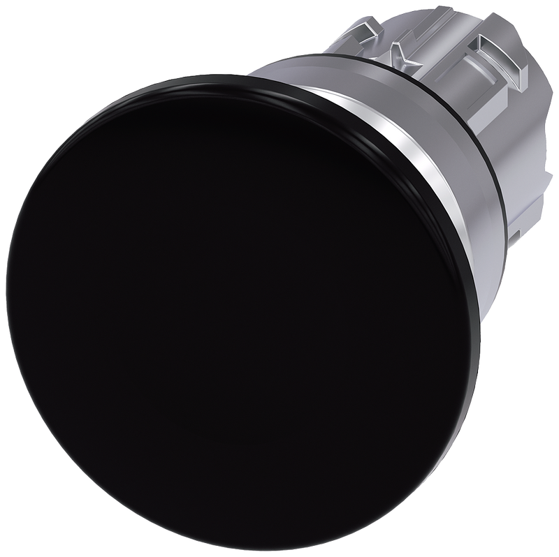 SIEMENS 3SU1050-1BD10-0AA0 Mushroom pushbutton, 22 mm, round, metal, high gloss, black, 40 mm