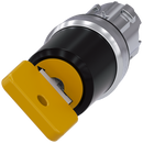 SIEMENS 3SU1050-4JF01-0AA0 Key-operated switch O.M.R, 22 mm, round, metal, high gloss, yellow, key removal O