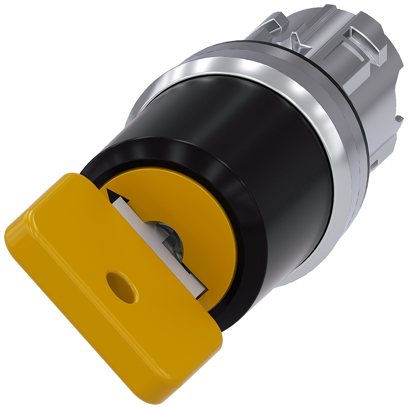 SIEMENS 3SU1050-4JF01-0AA0 Key-operated switch O.M.R, 22 mm, round, metal, high gloss, yellow, key removal O