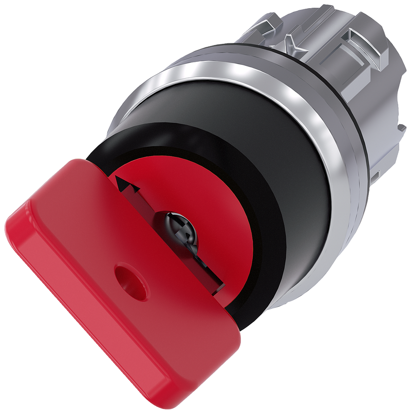 SIEMENS 3SU1050-4FC01-0AA0 Key-operated switch O.M.R, 22 mm, round, metal, high gloss, red, key removal O
