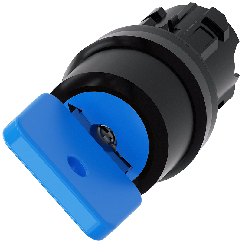 SIEMENS 3SU1000-4GC01-0AA0 Key-operated switch O.M.R, 22 mm, round, plastic, blue, key removal O