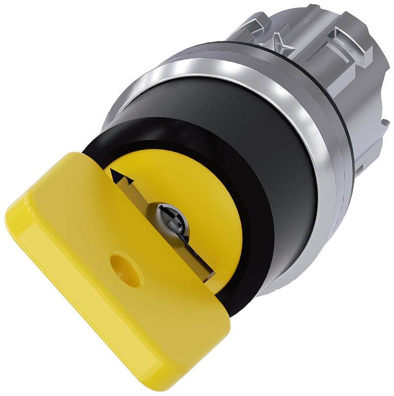 SIEMENS 3SU1050-4JC01-0AA0 Key-operated switch O.M.R, 22 mm, round, metal, high gloss, yellow, key removal O
