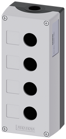 SIEMENS 3SU1854-0AA00-0AB1 Enclosure for command devices, 22 mm, round, metal, gray, 4 command points