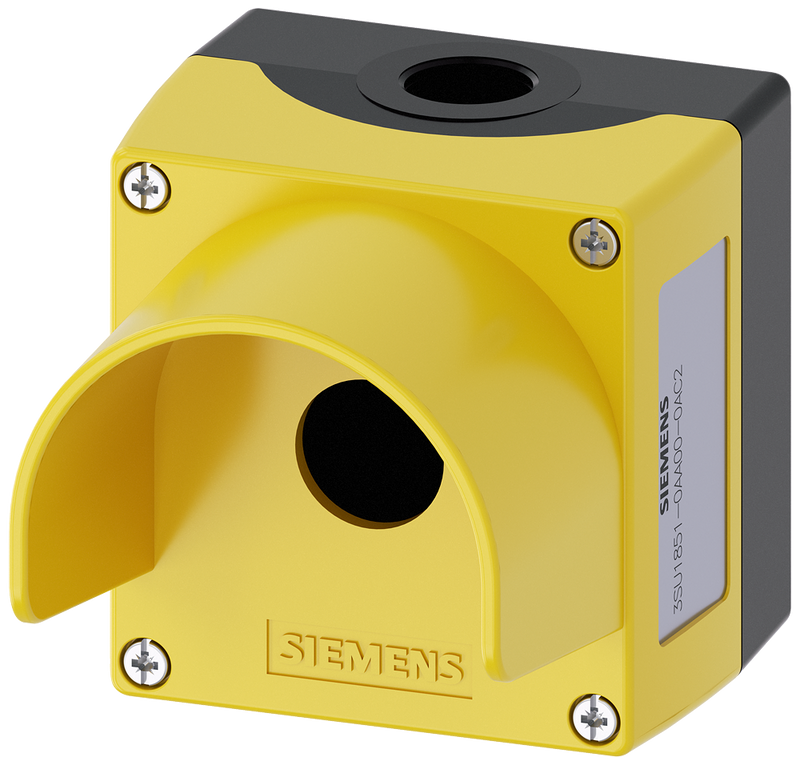 SIEMENS 3SU1851-0AA00-0AC2 Enclosure for command devices, 22 mm, round, metal, yellow, 1 command point