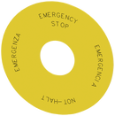 Siemens 3SU1900-0BC31-0NB0 Backing plate round, for EMERGENCY STOP mushroom-type actuator, yellow, self-adhesive, outer diameter 75 mm, inside diameter 23 mm, with inscription: NOT-HALT, EMERGENCY STOP, EMERGENZA, EMERGENCIA 4 languages: DE,EN,IT,SP