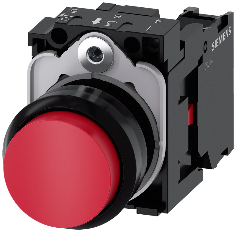 SIEMENS 3SU1100-0BB20-1CA0 Pushbutton, 22 mm, round, plastic, red, button, 1 NC