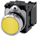 SIEMENS 3SU1150-0AB30-1BA0 Pushbutton, 22 mm, round, metal, high gloss, yellow, button, 1 NO