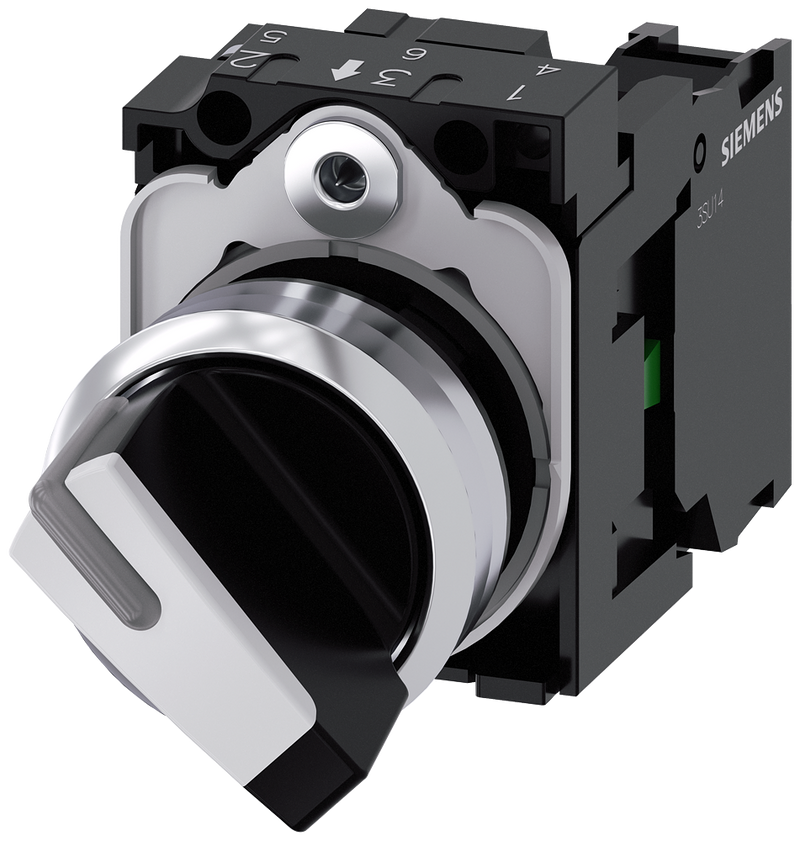 SIEMENS 3SU1150-2BF60-1BA0 Toggle switch, illuminable, 22 mm, round, metal, high gloss, white, 1 NO