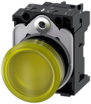 SIEMENS 3SU1102-6AA30-1AA0 Indicator light, 22 mm, round, plastic, yellow, lens, smooth, 24 V AC/DC
