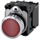 SIEMENS 3SU1152-0AB20-1CA0 Pushbutton, illuminated, 22 mm, round, metal, high gloss, red, button, 1 NC