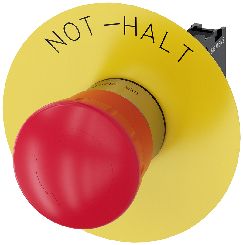SIEMENS 3SU1150-1HB20-1CH0 Emergency stop mushroom pushbutton, 22 mm, round, metal, high gloss, red, 1 NC