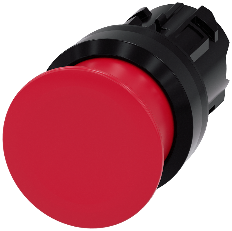 SIEMENS 3SU1000-1AD20-0AA0 Mushroom pushbutton, 22 mm, round, plastic, red, 30 mm