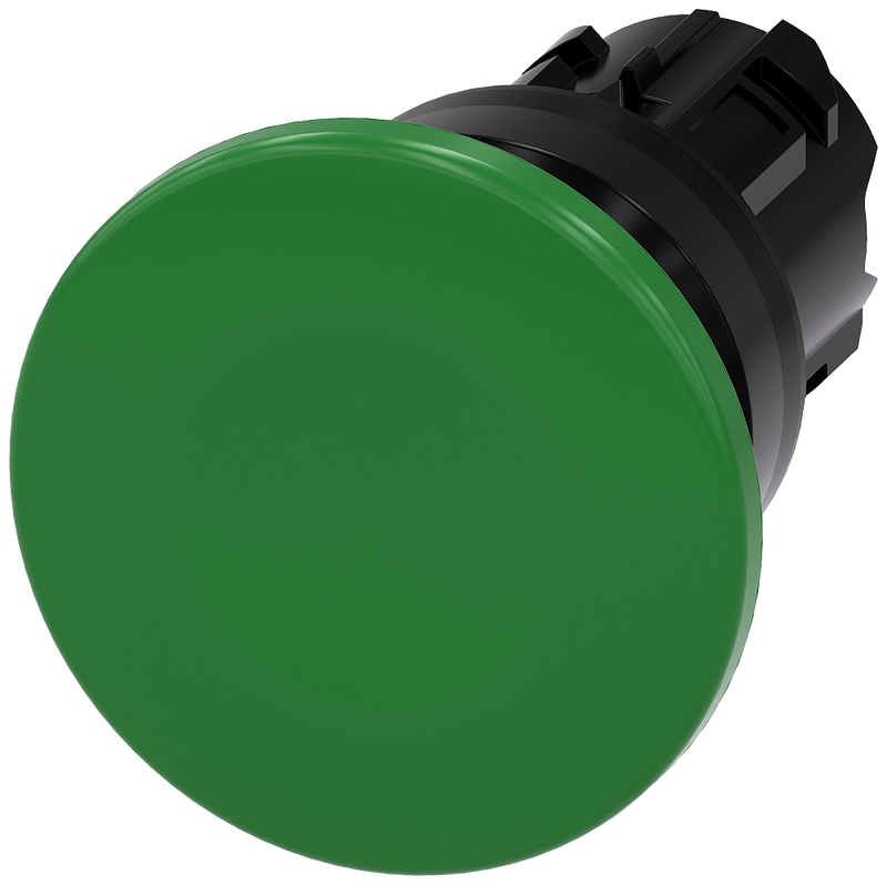 SIEMENS 3SU1000-1BD40-0AA0 Mushroom pushbutton, 22 mm, round, plastic, green, 40 mm