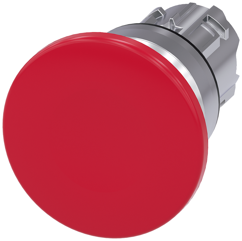 SIEMENS 3SU1050-1BD20-0AA0 Mushroom pushbutton, 22 mm, round, metal, high gloss, red, 40 mm