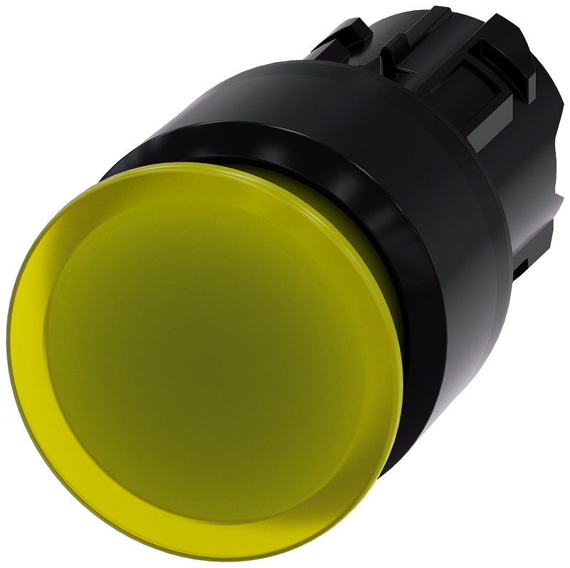 SIEMENS 3SU1001-1AA30-0AA0 Mushroom pushbutton, illuminated, 22 mm, round, plastic, yellow, 30 mm