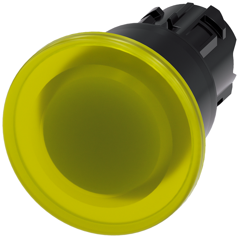 SIEMENS 3SU1001-1BA30-0AA0 Mushroom pushbutton, illuminated, 22 mm, round, plastic, yellow, 40 mm