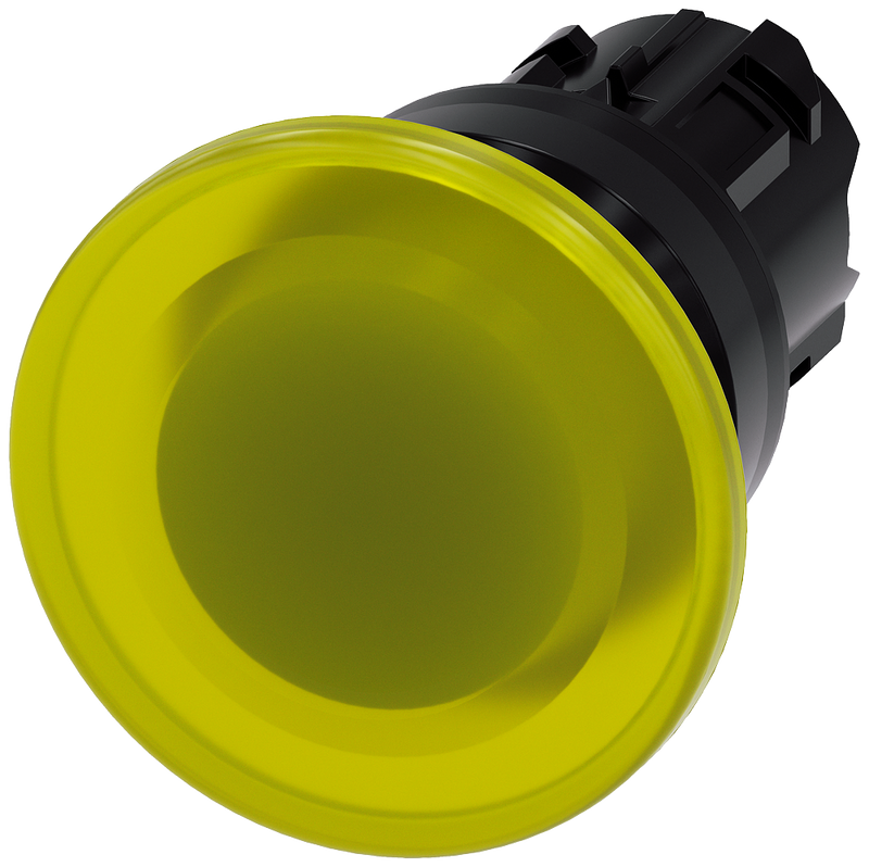 SIEMENS 3SU1001-1BD30-0AA0 Mushroom pushbutton, illuminated, 22 mm, round, plastic, yellow, 40 mm