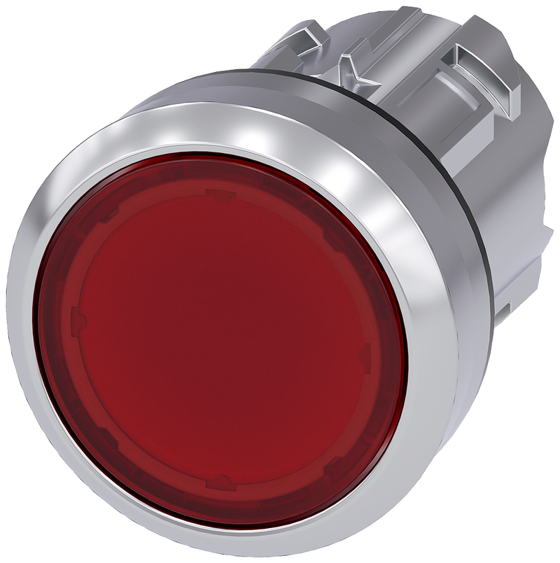 SIEMENS 3SU1051-0AA20-0AA0 Pushbutton, illuminated, 22 mm, round, metal, high gloss, red, button