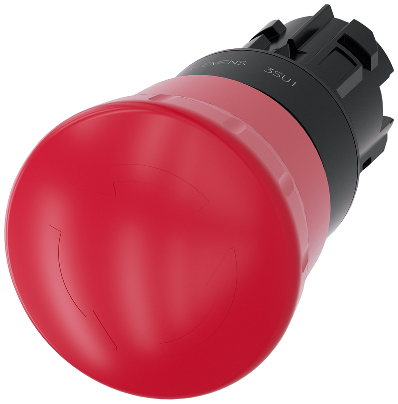 SIEMENS 3SU1000-1HB20-0AA0 Emergency stop mushroom pushbutton, 22 mm, round, plastic, red, rotate-to-unlatch mechanism