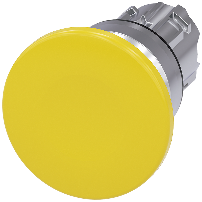 SIEMENS 3SU1050-1BD30-0AA0 Mushroom pushbutton, 22 mm, round, metal, high gloss, yellow, 40 mm