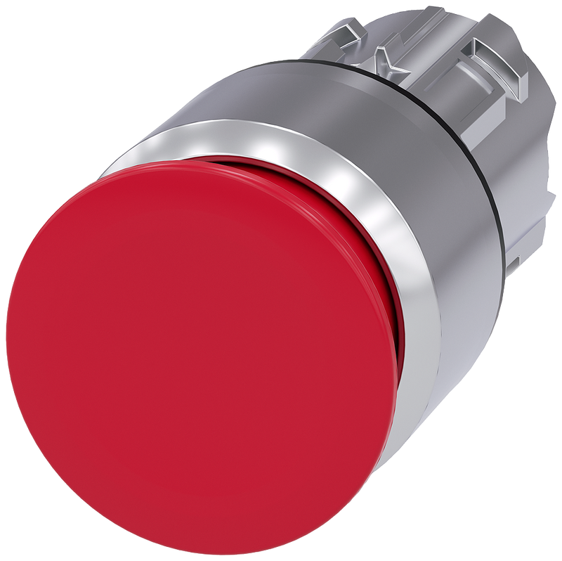 SIEMENS 3SU1050-1AA20-0AA0 Mushroom pushbutton, 22 mm, round, metal, high gloss, red, 30 mm