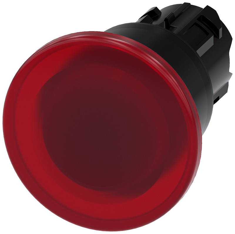SIEMENS 3SU1001-1BA20-0AA0 Mushroom pushbutton, illuminated, 22 mm, round, plastic, red, 40 mm