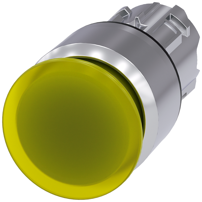 SIEMENS 3SU1051-1AA30-0AA0 Mushroom pushbutton, illuminated, 22 mm, round, metal, high gloss, yellow, 30 mm