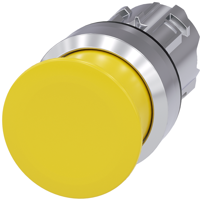 SIEMENS 3SU1050-1AD30-0AA0 Mushroom pushbutton, 22 mm, round, metal, high gloss, yellow, 30 mm