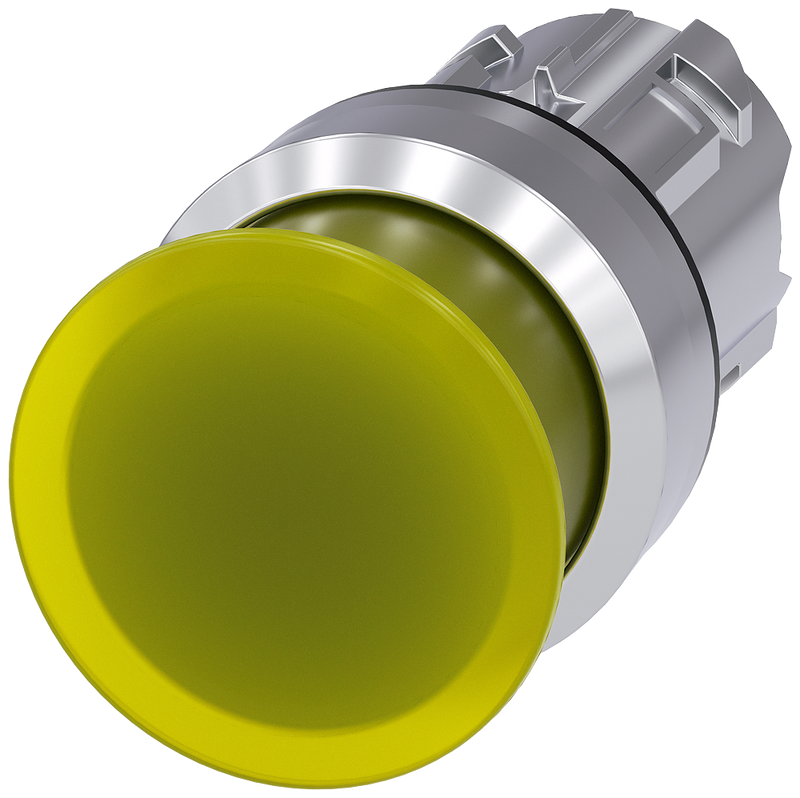 SIEMENS 3SU1051-1AD30-0AA0 Mushroom pushbutton, illuminated, 22 mm, round, metal, high gloss, yellow, 30 mm