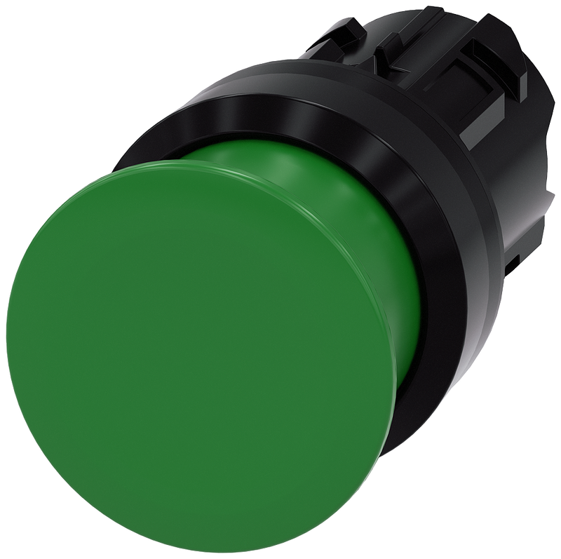 SIEMENS 3SU1000-1AD40-0AA0 Mushroom pushbutton, 22 mm, round, plastic, green, 30 mm