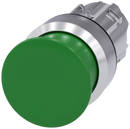 SIEMENS 3SU1050-1AD40-0AA0 Mushroom pushbutton, 22 mm, round, metal, high gloss, green, 30 mm