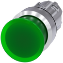 SIEMENS 3SU1051-1AD40-0AA0 Mushroom pushbutton, illuminated, 22 mm, round, metal, high gloss, green, 30 mm