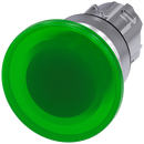 SIEMENS 3SU1051-1BD40-0AA0 Mushroom pushbutton, illuminated, 22 mm, round, metal, high gloss, green, 40 mm