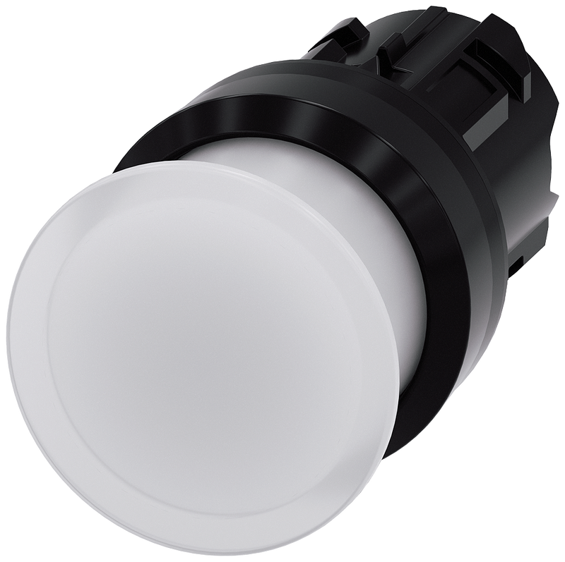 SIEMENS 3SU1001-1AD60-0AA0 Mushroom pushbutton, illuminated, 22 mm, round, plastic, white, 30 mm