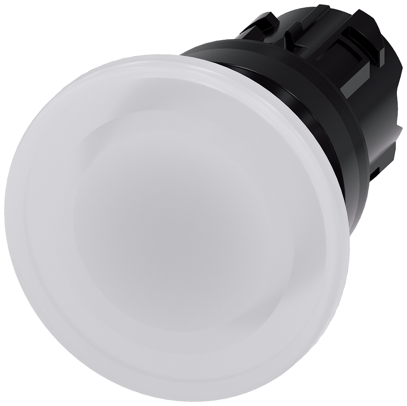 SIEMENS 3SU1001-1BD60-0AA0 Mushroom pushbutton, illuminated, 22 mm, round, plastic, white, 40 mm