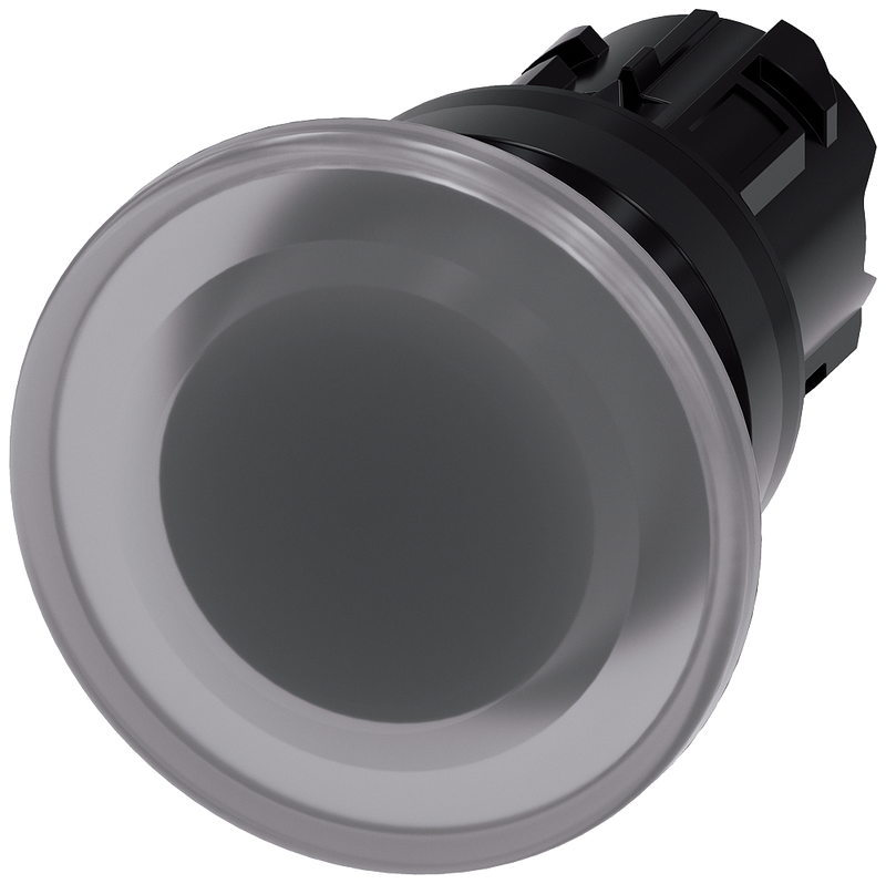 SIEMENS 3SU1001-1BD70-0AA0 Mushroom pushbutton, illuminated, 22 mm, round, plastic, clear, 40 mm