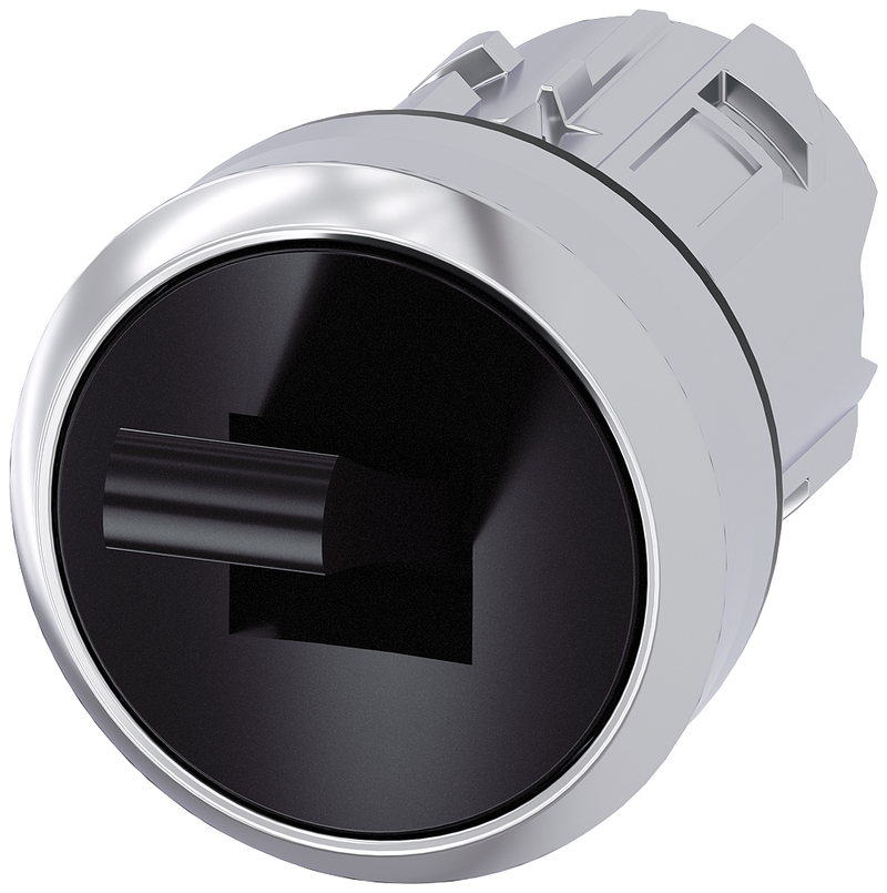 SIEMENS 3SU1050-3EA10-0AA0 Toggle switch, 22 mm, round, metal, high gloss, black, 2 switch positions O+I