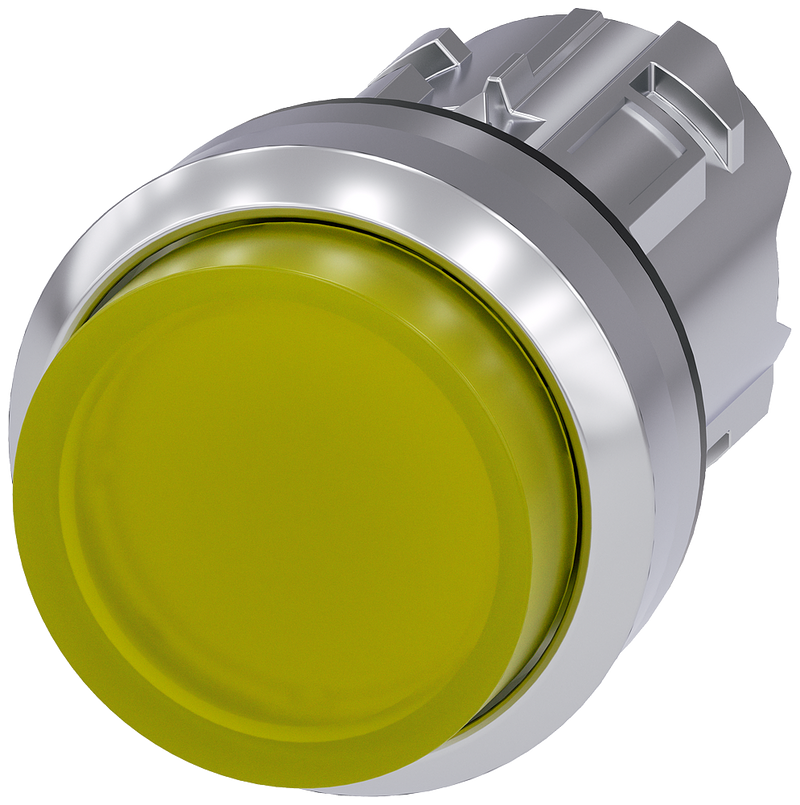 SIEMENS 3SU1051-0BB30-0AA0 Pushbutton, illuminated, 22 mm, round, metal, high gloss, yellow, button