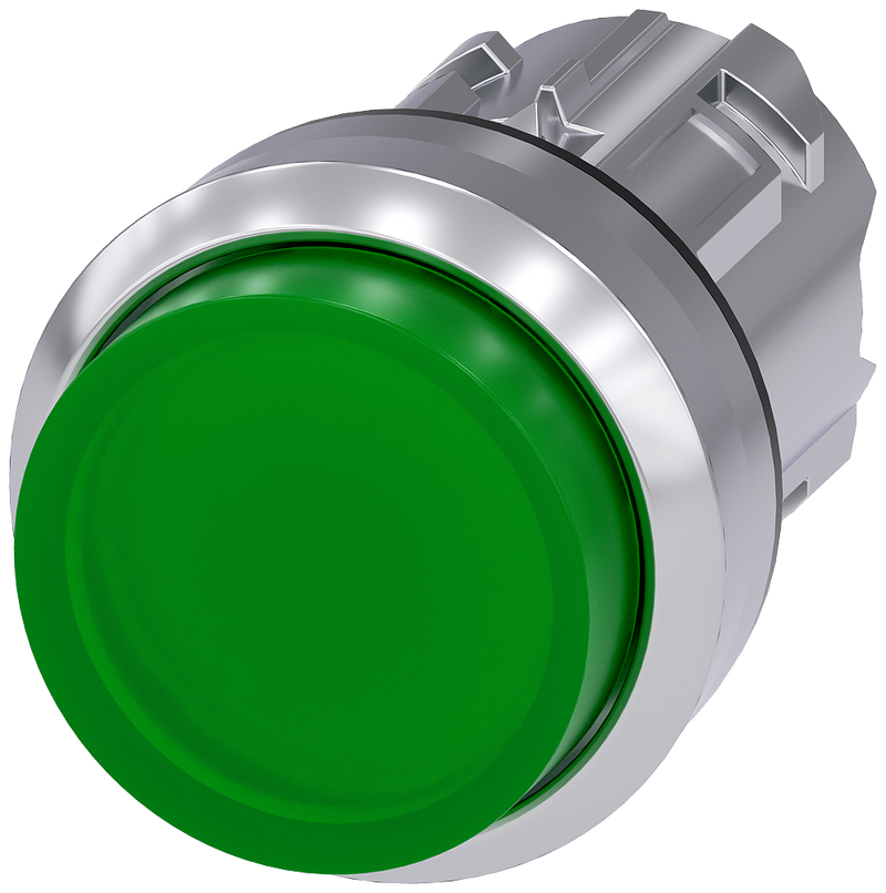 SIEMENS 3SU1051-0BB40-0AA0 Pushbutton, illuminated, 22 mm, round, metal, high gloss, green, button