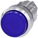 SIEMENS 3SU1051-0BB50-0AA0 Pushbutton, illuminated, 22 mm, round, metal, high gloss, blue, button