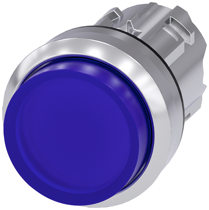 SIEMENS 3SU1051-0BB50-0AA0 Pushbutton, illuminated, 22 mm, round, metal, high gloss, blue, button
