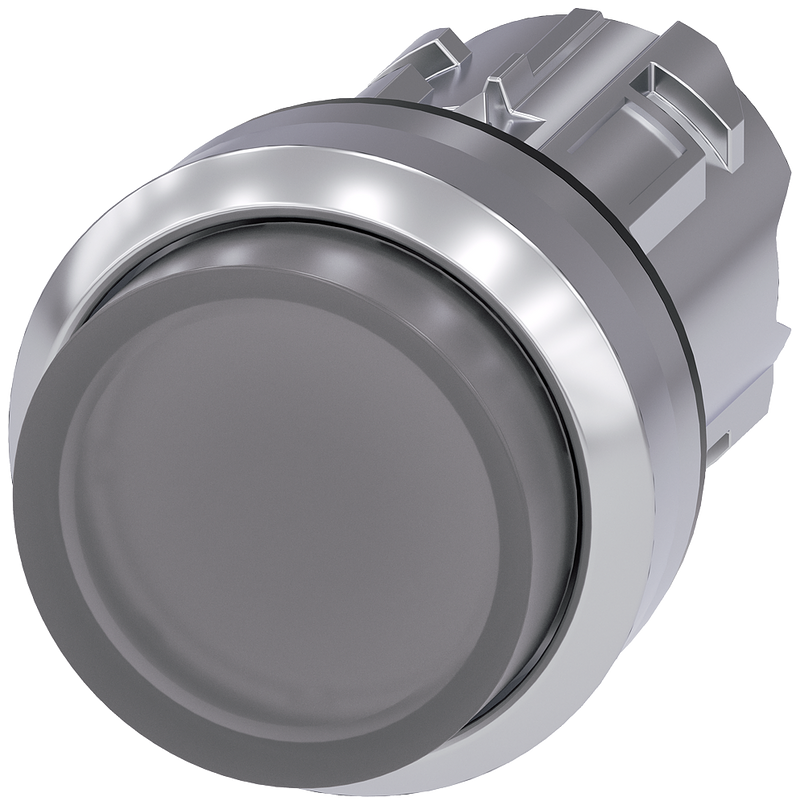 SIEMENS 3SU1051-0BB70-0AA0 Pushbutton, illuminated, 22 mm, round, metal, high gloss, clear, button